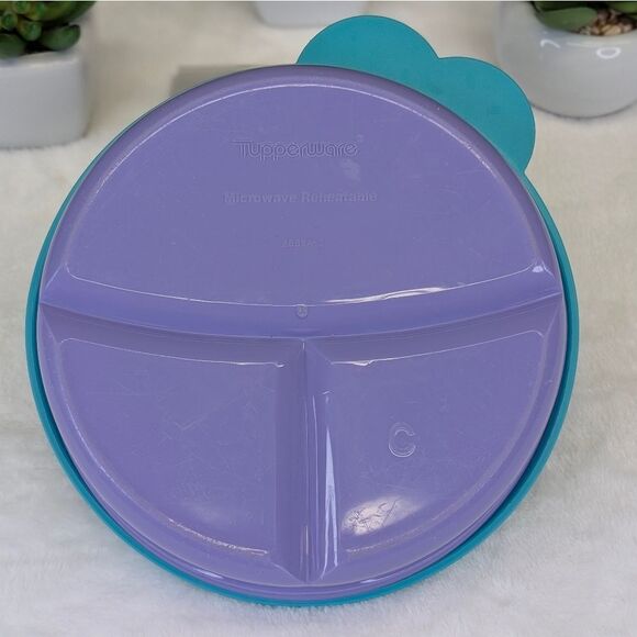 Tupperware TupperCare 2552A-2 Microwave Reheatable Divided Dish w/ 2541A-11 Lid - Picture 3 of 9